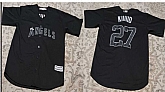 Men's Los Angeles Angels #27 Mike Trout KIIIIID Black Stitched Jersey,baseball caps,new era cap wholesale,wholesale hats