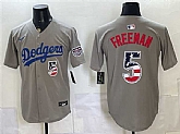 Men's Los Angeles Dodgers #5 Freddie Freeman Gray 250 Fourth of July Road Stitched Jersey Dzhi,baseball caps,new era cap wholesale,wholesale hats