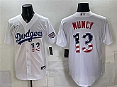 Men's Los Angeles Dodgers #13 Max Muncy White USA 250 Fourth of July Home Stitched Jersey Dzhi,baseball caps,new era cap wholesale,wholesale hats