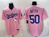 Men's Los Angeles Dodgers #50 Mookie Betts Pink 2025 Hello Kitty Vapor Limited Stitched Jersey,baseball caps,new era cap wholesale,wholesale hats