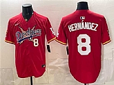 Men's Los Angeles Dodgers x One Piece #8 Enrique Hernandez Red Vapor Premier Limited Stitched Jersey,baseball caps,new era cap wholesale,wholesale hats