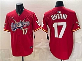 Men's Los Angeles Dodgers x One Piece #17 Shohei Ohtani Red Vapor Premier Limited Stitched Jersey,baseball caps,new era cap wholesale,wholesale hats