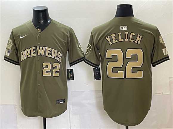 Men's Milwaukee Brewers #22 Christian Yelich Olive 2026 Armed Forces Day Stitched Jersey Dzhi,We sell and wholesale Men's Milwaukee Brewers #22 Christian Yelich Olive 2026 Armed Forces Day Stitched Jersey Dzhi on line form chian!