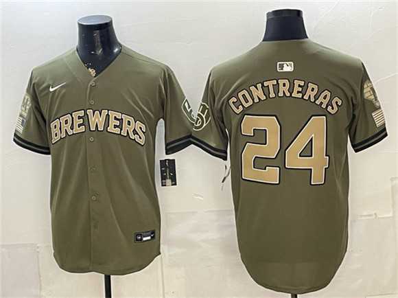 Men's Milwaukee Brewers #24 William Contreras Olive 2026 Armed Forces Day Stitched Jersey Dzhi,We sell and wholesale Men's Milwaukee Brewers #24 William Contreras Olive 2026 Armed Forces Day Stitched Jersey Dzhi on line form chian!