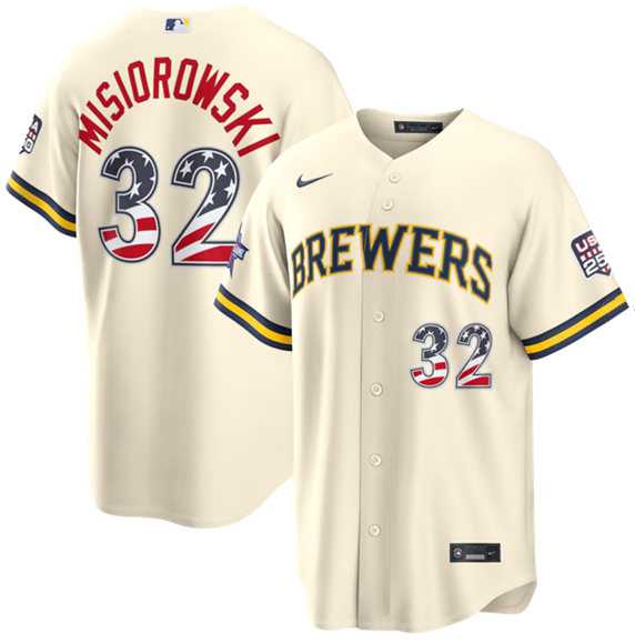 Men's Milwaukee Brewers #32 Jacob Misiorowski Cream 2026 All-Star Edition Stars & Stripes USA 250 Patch Stitched Jersey Dzhi,We sell and wholesale Men's Milwaukee Brewers #32 Jacob Misiorowski Cream 2026 All-Star Edition Stars & Stripes USA 250 Patch Stitched Jersey Dzhi on line form chian!