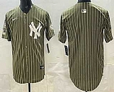 Men's New York Yankees Blank Olive Pinstripe 2026 Armed Forces Day Salute To Service Jersey Dzhi,baseball caps,new era cap wholesale,wholesale hats
