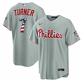 Men's Philadelphia Phillies #7 Trea Turner Gray USA 250 Fourth of July Home Stitched Jersey Dzhi,baseball caps,new era cap wholesale,wholesale hats