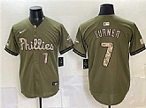 Men's Philadelphia Phillies #7 Trea Turner Olive 2026 Armed Forces Day Stitched Jersey Dzhi,baseball caps,new era cap wholesale,wholesale hats