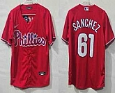 Men's Philadelphia Phillies #61 Cristopher Sanchez Red Cool Base Jersey,baseball caps,new era cap wholesale,wholesale hats