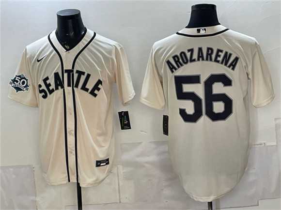 Men's Seattle Mariners #56 Randy Arozarena Cream 50th Anniversary Alternate Stitched Jersey,We sell and wholesale Men's Seattle Mariners #56 Randy Arozarena Cream 50th Anniversary Alternate Stitched Jersey on line form chian!