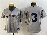 Women's New York Yankees #3 Babe Ruth Gray Cool Base Stitched Jersey(Run Small),baseball caps,new era cap wholesale,wholesale hats