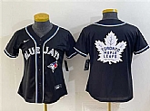 Women's Toronto Blue Jays & Leafs With White Leafs Logo 2026 Fashion Replica Black Out Stitched Jersey(Run Small) Dzhi,baseball caps,new era cap wholesale,wholesale hats