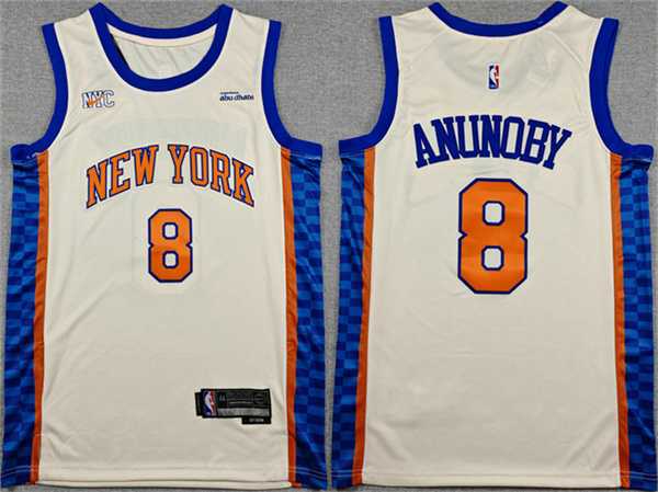 Men's New Yok Knicks #8 OG Anunoby Cream 2024-25 City Edition Stitched Basketball Jersey,We sell and wholesale Men's New Yok Knicks #8 OG Anunoby Cream 2024-25 City Edition Stitched Basketball Jersey on line form chian!