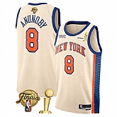 New Yok Knicks #8 OG Anunoby Cream 2026 Finals Patch And Finals Champions Patch City Edition Stitched Basketball Jersey Dzhi,baseball caps,new era cap wholesale,wholesale hats