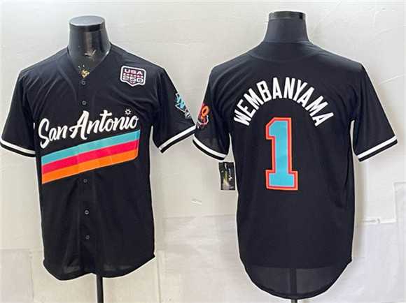 Men's San Antonio Spurs #1 Victor Wembanyama Black USA 250' Patch City Edition Stitched Jersey Dzhi,We sell and wholesale Men's San Antonio Spurs #1 Victor Wembanyama Black USA 250' Patch City Edition Stitched Jersey Dzhi on line form chian!