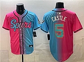 Men's San Antonio Spurs #5 Stephon Castle Pink Blue Limited Stitched Jersey Dzhi,baseball caps,new era cap wholesale,wholesale hats