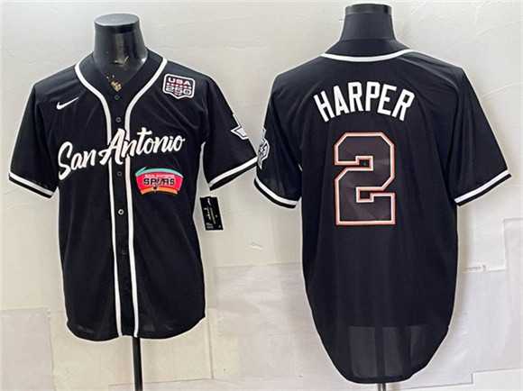 Men's San Antonio Spurs #2 Dylan Harper Black USA 250' Patch Stitched Jersey Dzhi,We sell and wholesale Men's San Antonio Spurs #2 Dylan Harper Black USA 250' Patch Stitched Jersey Dzhi on line form chian!