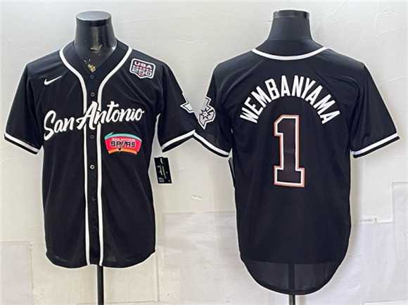 Men's San Antonio Spurs #1 Victor Wembanyama Black USA 250' Patch Stitched Jersey Dzhi,We sell and wholesale Men's San Antonio Spurs #1 Victor Wembanyama Black USA 250' Patch Stitched Jersey Dzhi on line form chian!
