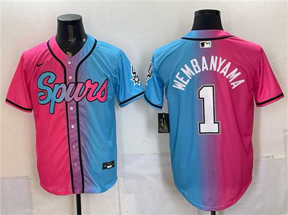 Men's San Antonio Spurs #1 Victor Wembanyama Pink Blue Limited Stitched Jersey Dzhi,We sell and wholesale Men's San Antonio Spurs #1 Victor Wembanyama Pink Blue Limited Stitched Jersey Dzhi on line form chian!