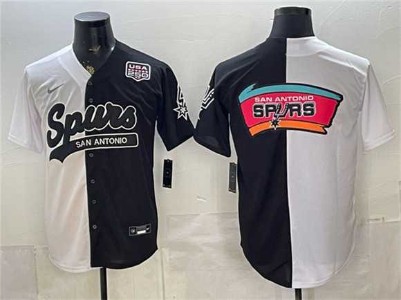 Men's San Antonio Spurs Team Big Logo White Black Split USA 250' Patch Stitched Jersey Dzhi,We sell and wholesale Men's San Antonio Spurs Team Big Logo White Black Split USA 250' Patch Stitched Jersey Dzhi on line form chian!