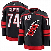 Men's Carolina Hurricanes #74 Jaccob Slavin Black 2026 Stanley Cup Champions And A Patch Home Stitched Jersey Dzhi,baseball caps,new era cap wholesale,wholesale hats