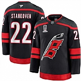Men's Carolina Hurricanes #22 Logan Stankoven Black 2026 Stanley Cup Champions Home Stitched Jersey Dzhi,baseball caps,new era cap wholesale,wholesale hats