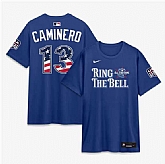 Men's American League #13 Junior Caminero Blue 2026 All-Star Game Name & Number T-Shirt,baseball caps,new era cap wholesale,wholesale hats