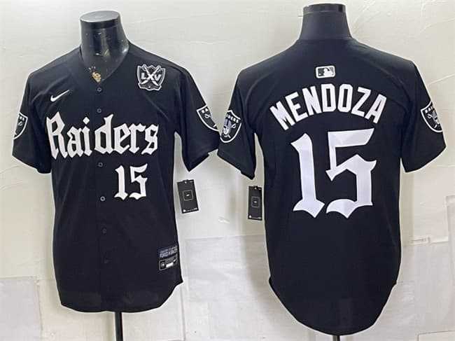 Men's Las Vegas Raiders #15 Fernando Mendoza Black 'Gothic Sin City Shadows Edition' With 65th Anniversary Patch Vapor Limited Stitched Baseball Jersey,We sell and wholesale Men's Las Vegas Raiders #15 Fernando Mendoza Black 'Gothic Sin City Shadows Edition' With 65th Anniversary Patch Vapor Limited Stitched Baseball Jersey on line form chian!