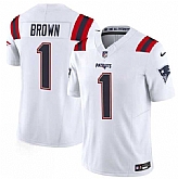 Men's New England Patriots #1 A.J. Brown White 2026 F.U.S.E. Vapor Limited Stitched Jersey