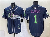 Men's Atlanta Braves #1 Ozzie Albies Navy Galaxy With Outkast Patch Vapor Limited Stitched Jersey Dzhi,baseball caps,new era cap wholesale,wholesale hats