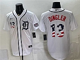 Men's Detroit Tigers #13 Dillon Dingler White 2026 USA 250 Fourth of July Stitched Jersey Dzhi,baseball caps,new era cap wholesale,wholesale hats