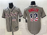 Men's Detroit Tigers #13 Dillon Dingler Gray 2026 USA 250 Fourth of July Stitched Jersey Dzhi,baseball caps,new era cap wholesale,wholesale hats