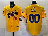 Men's Los Angeles Dodgers x One Piece #00 Ace Yellow Vapor Premier Limited Stitched Jersey Dzhi,baseball caps,new era cap wholesale,wholesale hats