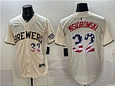 Men's Milwaukee Brewers #32 Jacob Misiorowski Cream 2026 USA 250 Fourth of July Home Stadium Stitched Jersey Dzhi,baseball caps,new era cap wholesale,wholesale hats
