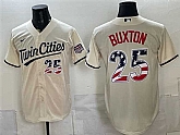 Men's Minnesota Twins #25 Byron Buxton Cream 2026 USA 250 Fourth of July Stitched Jersey Dzhi,baseball caps,new era cap wholesale,wholesale hats