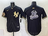Men's New York Yankees Team Big Logo Black Gold With Patch Stitched Jersey Dzhi,baseball caps,new era cap wholesale,wholesale hats