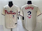 Men's Philadelphia Phillies #3 Bryce Harper Cream USA 250 Fourth of July Home Stitched Jersey Dzhi,baseball caps,new era cap wholesale,wholesale hats