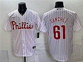 Men's Philadelphia Phillies #61 Cristopher Sanchez White Cool Base Stitched Jersey Dzhi,baseball caps,new era cap wholesale,wholesale hats