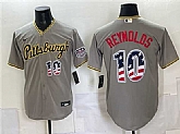 Men's Pittsburgh Pirates #10 Bryan Reynolds Grey USA 250 Fourth of July Stitched Jersey Dzhi,baseball caps,new era cap wholesale,wholesale hats