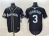 Men's Seattle Mariners #3 J.P. Crawford Black 50th Anniversary Alternate Stitched Jersey Dzhi,baseball caps,new era cap wholesale,wholesale hats