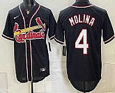 Men's St Louis Cardinals #4 Yadier Molina 2026 Black Fashion Cool Base Jersey,baseball caps,new era cap wholesale,wholesale hats