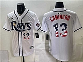 Men's Tampa Bay Rays #13 Junior Caminero White 2026 USA 250 Fourth of July Home Stitched Jersey Dzhi,baseball caps,new era cap wholesale,wholesale hats