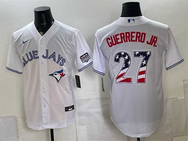 Men's Toronto Blue Jays #27 Vladimir Guerrero Jr. White 2026 USA 250 Fourth of July Stitched Jersey Dzhi,We sell and wholesale Men's Toronto Blue Jays #27 Vladimir Guerrero Jr. White 2026 USA 250 Fourth of July Stitched Jersey Dzhi on line form chian!