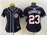 Women's Chicago Cubs #23 Ryne Sandberg 2026 Fashion Replica Black Out Stitched Jersey(Run Small),baseball caps,new era cap wholesale,wholesale hats