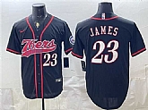 Men's Philadelphia 76ers #23 LeBron James Black Cool Base Stitched Baseball Jersey,baseball caps,new era cap wholesale,wholesale hats