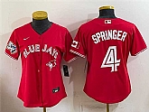 Youth Toronto Blue Jays #4 George Springer Red 50 Seasons Patch Stitched Jersey,baseball caps,new era cap wholesale,wholesale hats