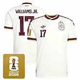 Men's Spain Team #17 Nico Williams JR. White 2026 World Cup Away Soccer Jersey,baseball caps,new era cap wholesale,wholesale hats