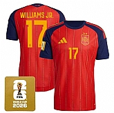 Men's Spain Team #17 Nico Williams JR.Red 2026 World Cup Home Soccer Jersey,baseball caps,new era cap wholesale,wholesale hats