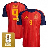 Men's Spain Team #9 Gavi Red 2026 World Cup Home Soccer Jersey,baseball caps,new era cap wholesale,wholesale hats