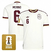 Men's Spain Team #6 Mikel Merino White 2026 World Cup Away Soccer Jersey,baseball caps,new era cap wholesale,wholesale hats